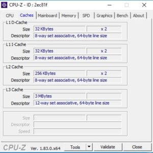 CPU-Z Screenshot Cache Info