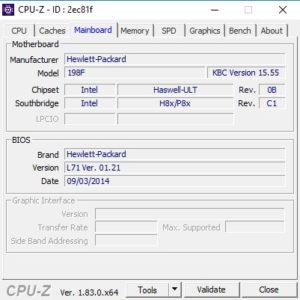 CPU-Z Übersicht Mainboard Screenshot