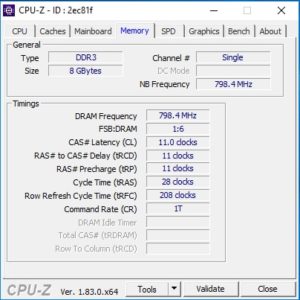 CPU-Z Screenshot RAM Informationen