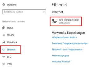 Windows 10 Systemeinstellungen Screenshot Ethernet