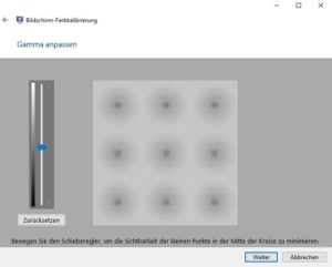 Gammaanpassung Screenshot Windows 10 Pro manuell