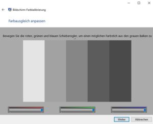 Farbausgleich Einstellungsseite Windows 10 Screenshot