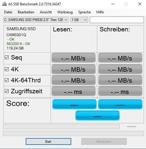 SSD Benchmark Start