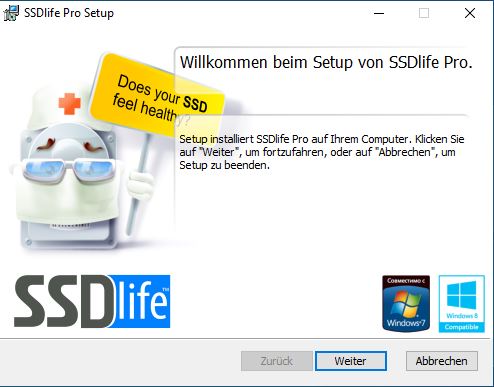 Startbildschirm SSD Life Pro