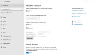 Mobilen Hotspot einrichten Windows 10